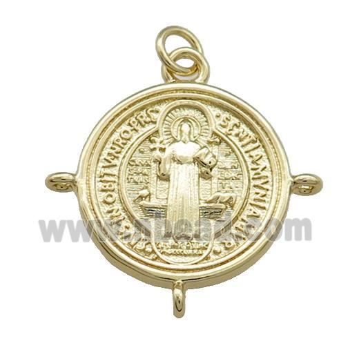 Copper Jesus Pendant Religious Medal Charms Circle Gold Plated