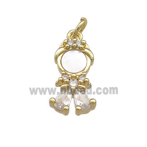 Copper Kids Pendant Pave Shell Zircon 18K Gold Plated