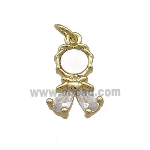 Copper Kids Pendant Pave Shell Zircon 18K Gold Plated