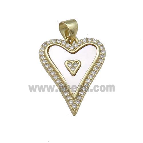 Copper Heart Pendant Pave Shell Zircon 18K Gold Plated