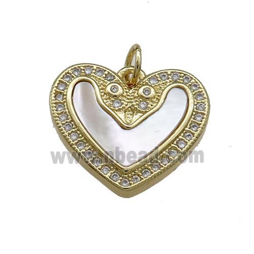 Copper Heart Pendant Pave Shell Zircon 18K Gold Plated