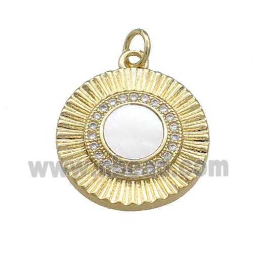 Copper Sun Pendant Pave Shell Zircon 18K Gold Plated