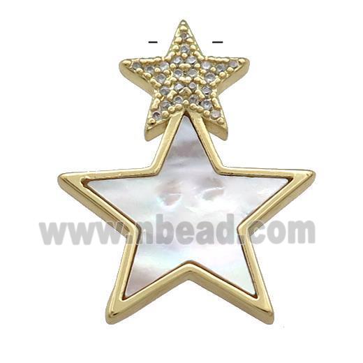 Copper Star Pendant Pave Shell Zircon 18K Gold Plated