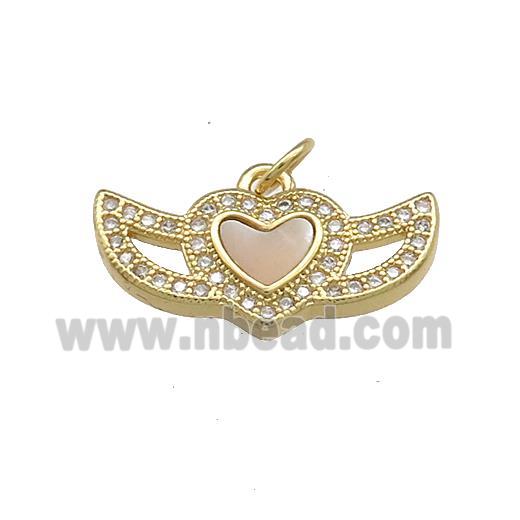 Copper Eyemask Pendant Pave Shell Zircon 18K Gold Plated