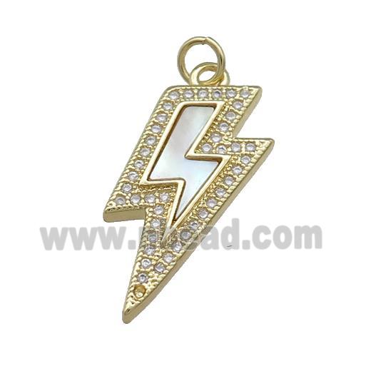 Copper Lightning Pendant Pave Shell Zircon 18K Gold Plated