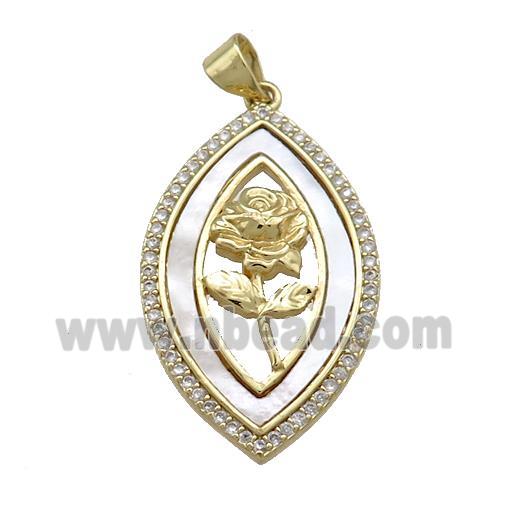 Flower Copper Eye Pendant Pave Shell Zircon 18K Gold Plated