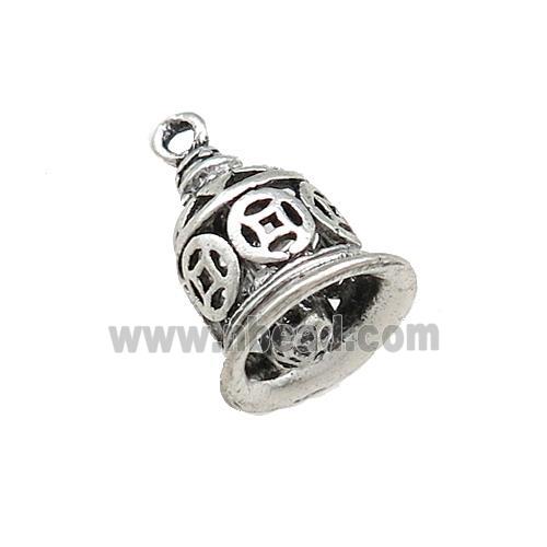 Tibetan Style Copper Bell Pendant Antique Silver