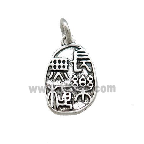 Tibetan Style Copper Slice Pendant Chinese Lucky Prayer Antique Silver Bronze