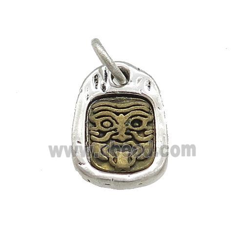 Tibetan Style Copper Slice Pendant Chinese Mythical Beasts Amulet Antique Silver Bronze