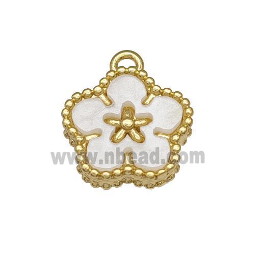 Copper Flower Pendant Pave Resin Gold Plated