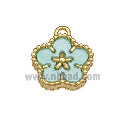 Copper Flower Pendant Pave Resin Gold Plated