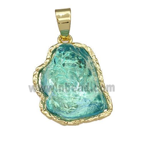 Copper Pendant Pave Acrylic Green Mountain Gold Plated