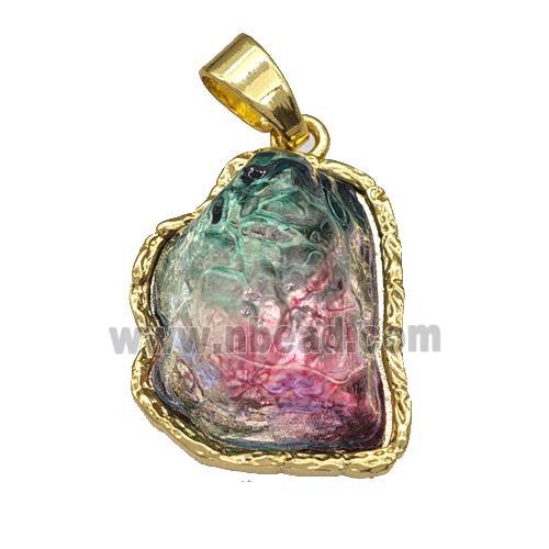 Copper Pendant Pave Acrylic Rainbow Mountain Gold Plated