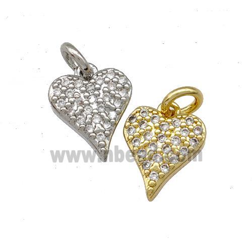 Copper Heart Pendant Micro Pave Zirconia Mixed