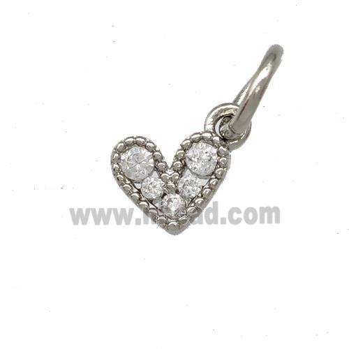 Copper Heart Pendant Pave Zirconia Platinum Plated