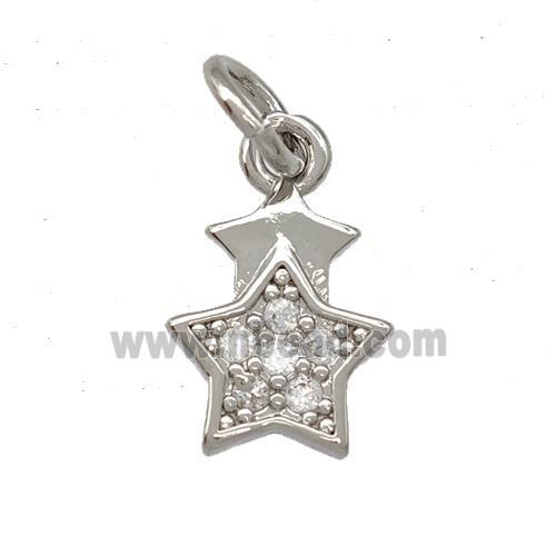 Copper Star Pendant Pave Zirconia Platinum Plated