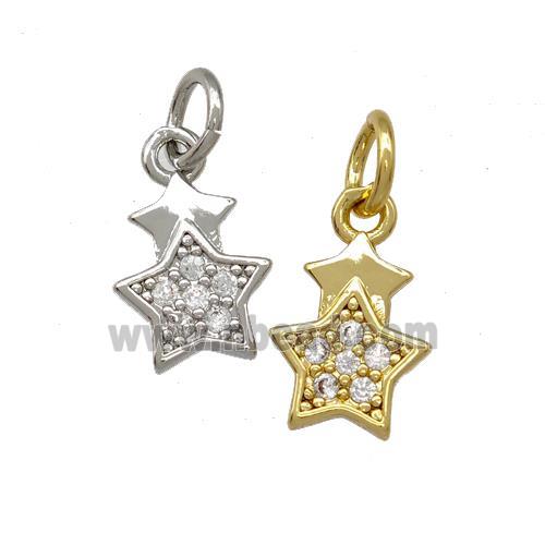 Copper Star Pendant Pave Zirconia Mixed