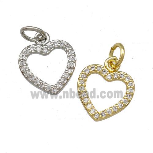 Copper Heart Pendant Pave Zirconia Mixed