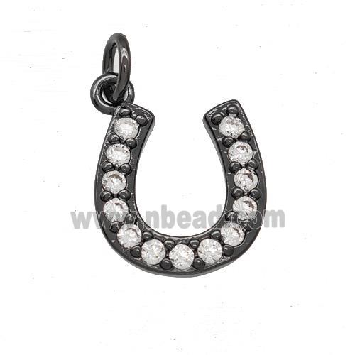 Copper Horseshoes Pendant Pave Zirconia Black Plated