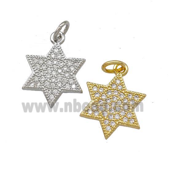 Copper David Star Pendant Pave Zirconia Mixed