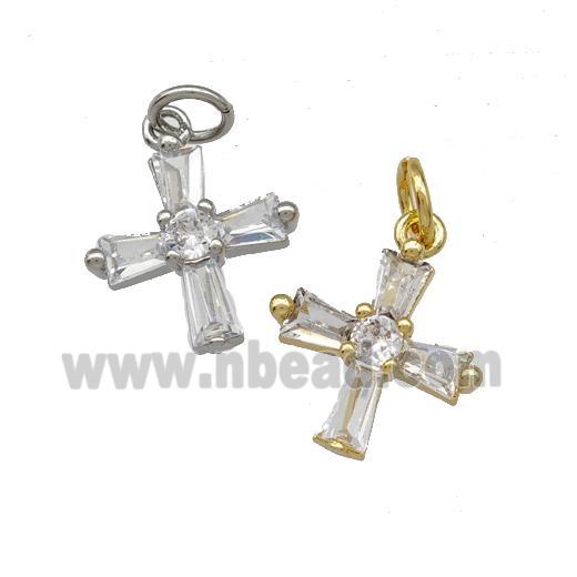 Copper Cross Pendant Pave Zirconia Mixed