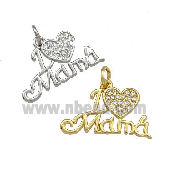 Copper Heart Mama Pendant Pave Zirconia Mixed