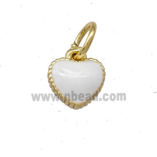 Copper Heart Pendant White Enamel Gold Plated