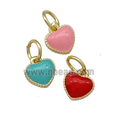 Copper Heart Pendant Enamel Gold Plated Mixed Color