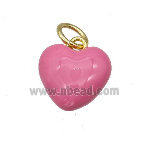 Copper Heart Pendant Pink Enamel Gold Plated