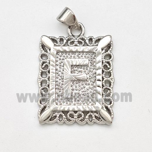 Copper Letter-F Pendant Frame Platinum Plated