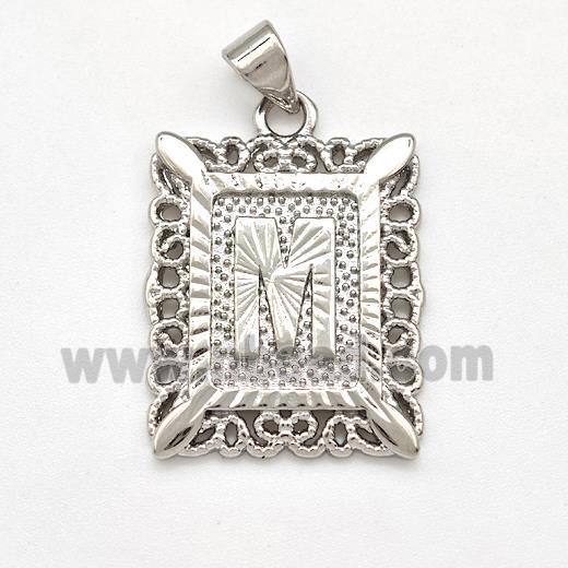 Copper Letter-M Pendant Frame Platinum Plated