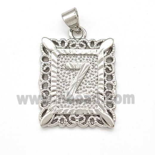 Copper Letter-Z Pendant Frame Platinum Plated