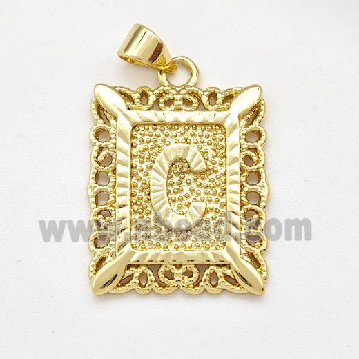 Copper Letter-C Pendant Frame Gold Plated