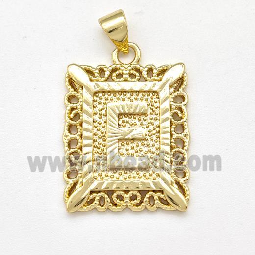 Copper Letter-E Pendant Frame Gold Plated