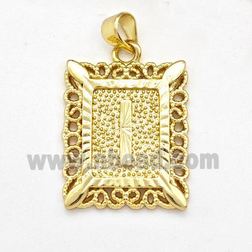 Copper Letter-I Pendant Frame Gold Plated