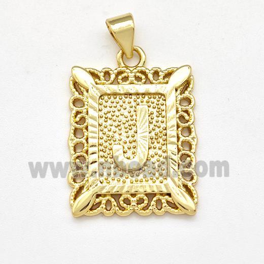 Copper Letter-J Pendant Frame Gold Plated