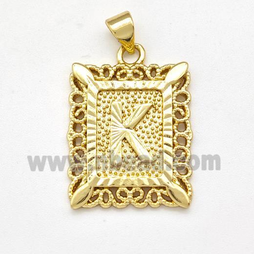 Copper Letter-K Pendant Frame Gold Plated