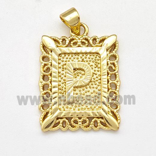 Copper Letter-P Pendant Frame Gold Plated