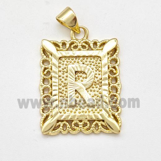 Copper Letter-R Pendant Frame Gold Plated