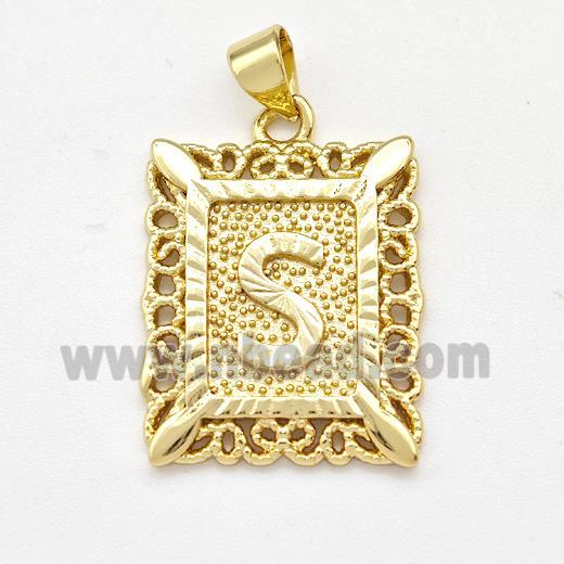 Copper Letter-S Pendant Frame Gold Plated