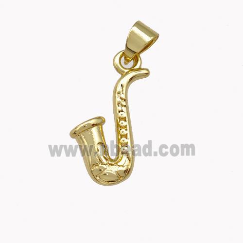 Saxophone Charms Copper Pendant Gold Plated