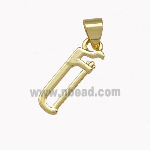 Hacksaw Charms Copper Pendant Gold Plated