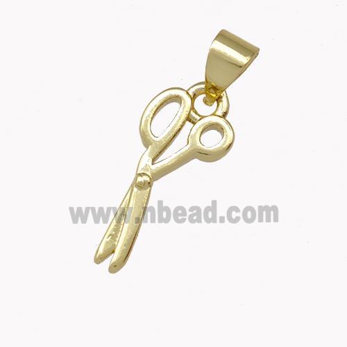 Barber Scissors Charms Copper Pendant Gold Plated