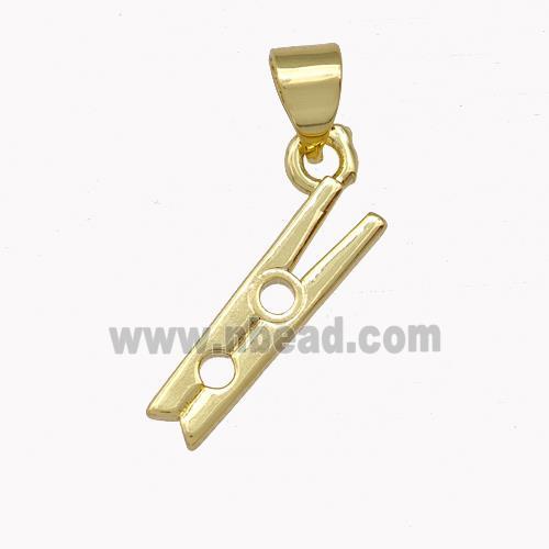 Clothes Pin Clip Charms Copper Pendant Gold Plated