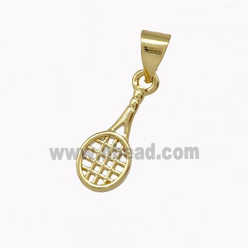 Tennis Racket Charms Copper Pendant Sports Gold Plated