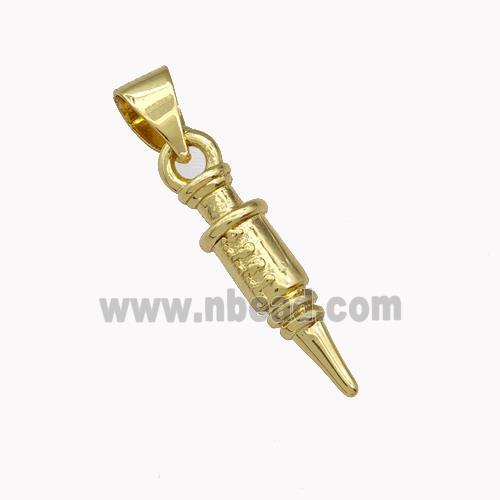 Syringe Needle Copper Pendant Gold Plated