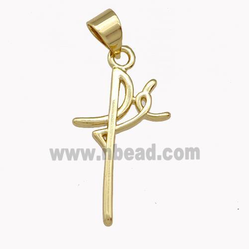 Spanish Faith Cross Charms Copper Pendant Gold Plated