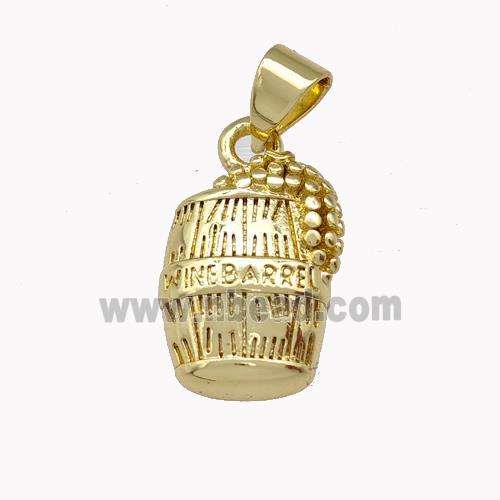 Wine Barrel Charm Copper Pendant Gold Plated