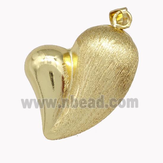 Copper Heart Pendant Brushed Hollow Gold Plated