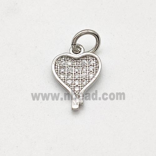 Copper Heart Pendant Pave Zirconia Platinum Plated